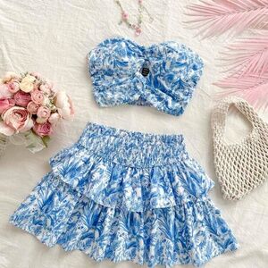 Shein Blue Floral Two Piece